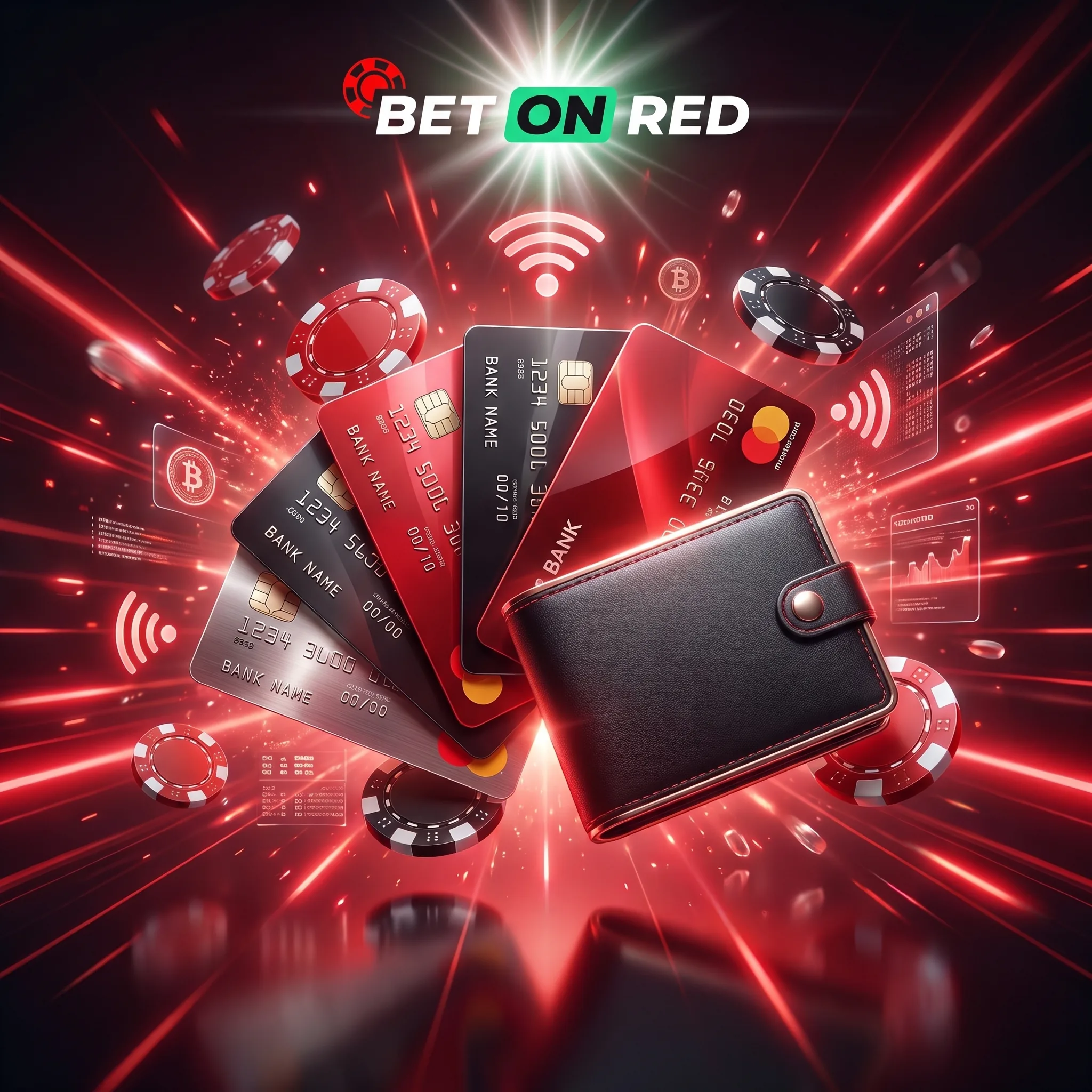 Bankkarten und Wallet im BetOnRed Casino-Design